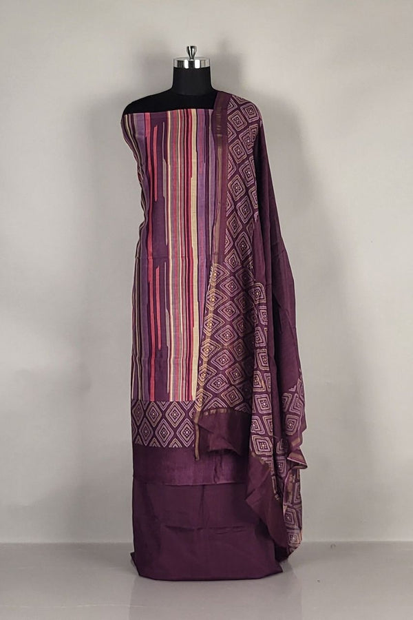 Dress Material Set in Chanderi Cotton Fabric