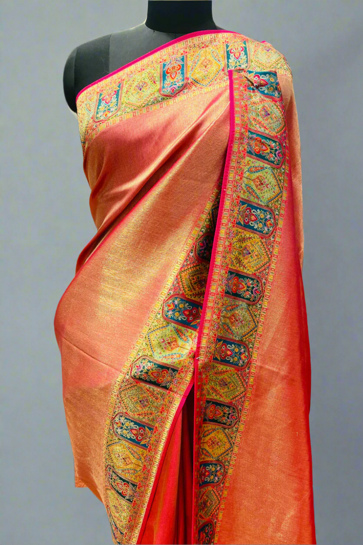 Silk Saree on Dual Shade for Partywear