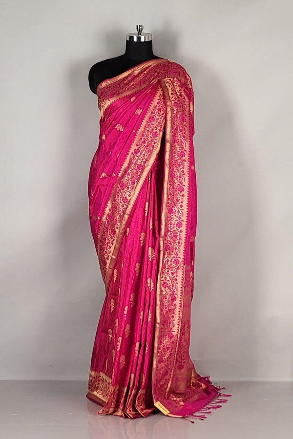 Durga Puja Silk Saree in Pink Colour