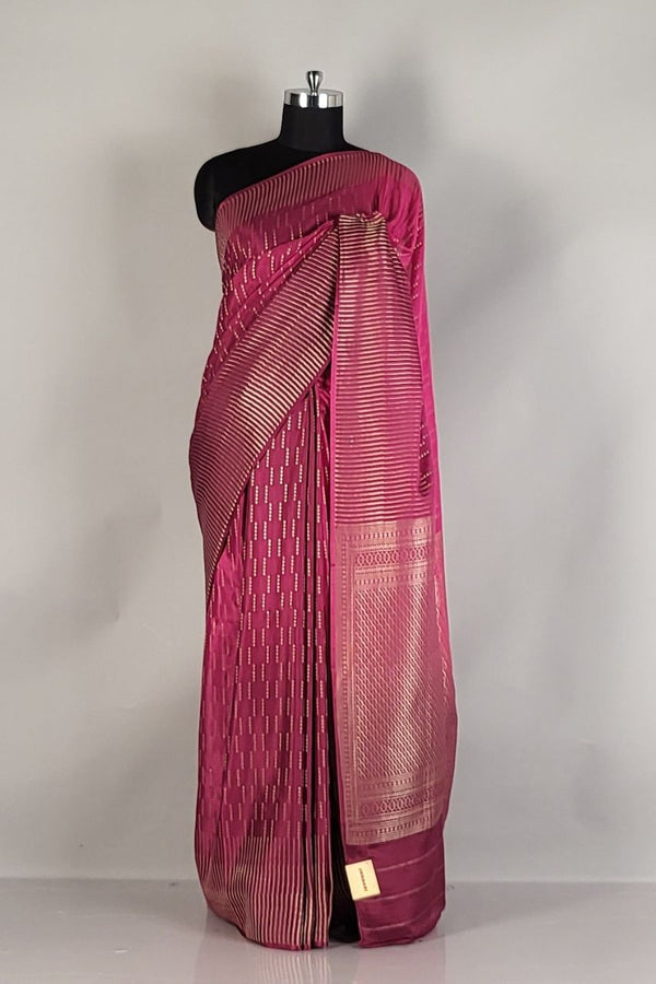Durga Puja Silk Saree in Wine Colour