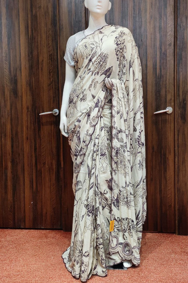 Fancy Printed Saree In Crepe Silk