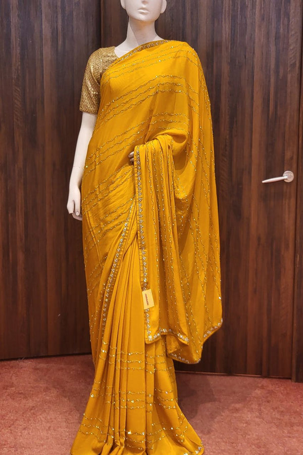 Eid Special Fancy Saree In Chinon Silk