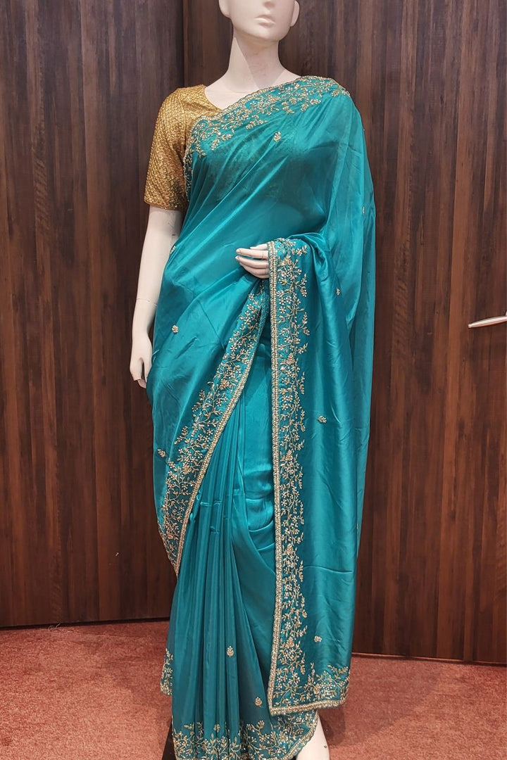 Eid Special Organza Saree With Zardosi Work