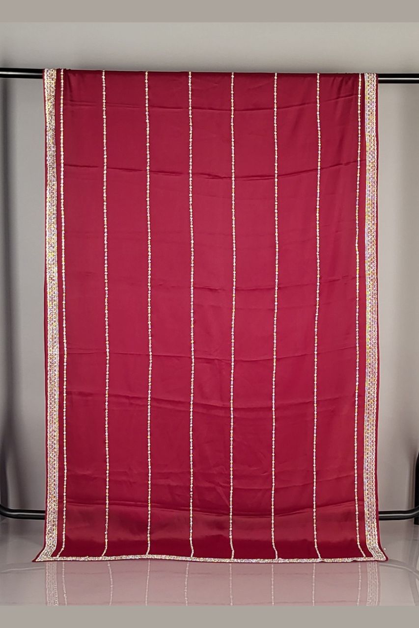 Fancy Satin Saree Embellished with Stone Work