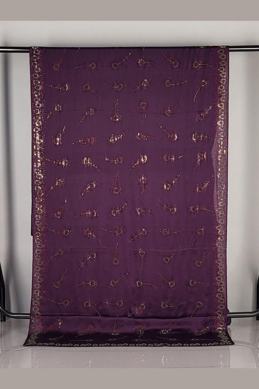 Fancy Satin Saree With Sequin Work