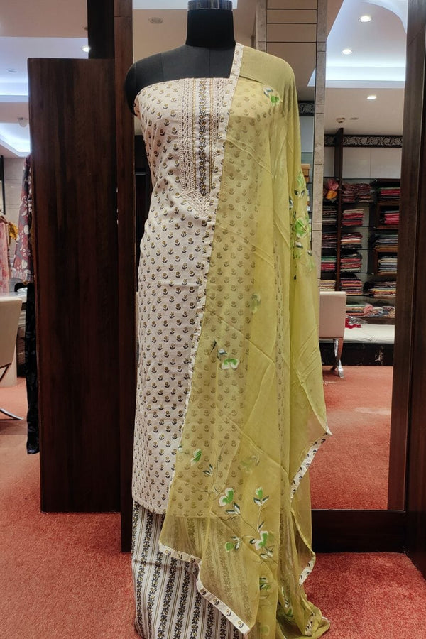 Floral Printed Salwar Suit Piece In Cotton