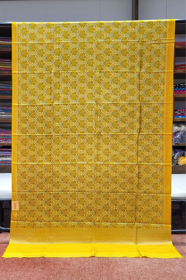 Mulberry Silk Saree for Haldi Ceremony Yellow Colour