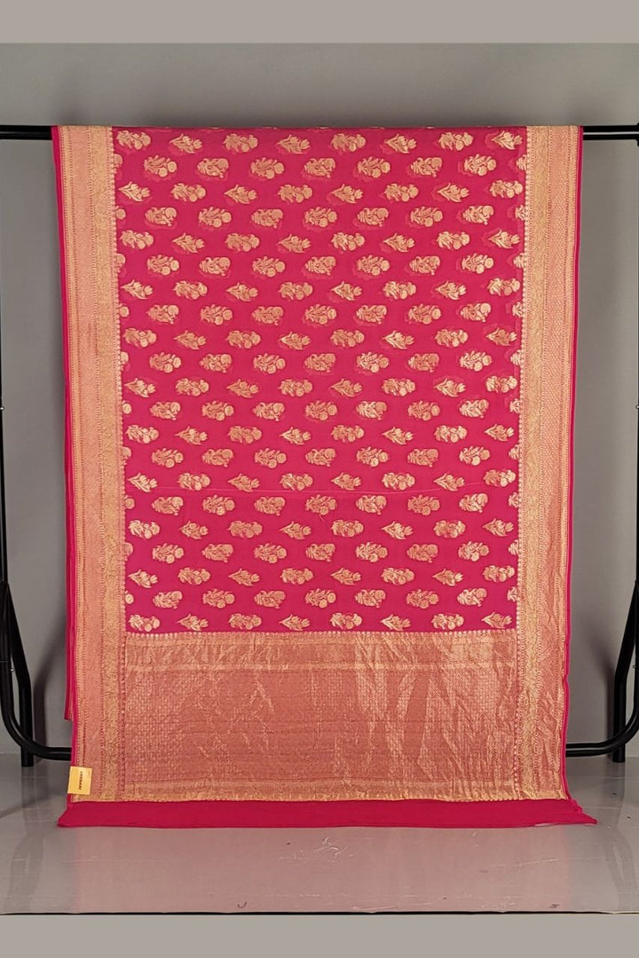Pink Khaddi Saree in Woven Georgette
