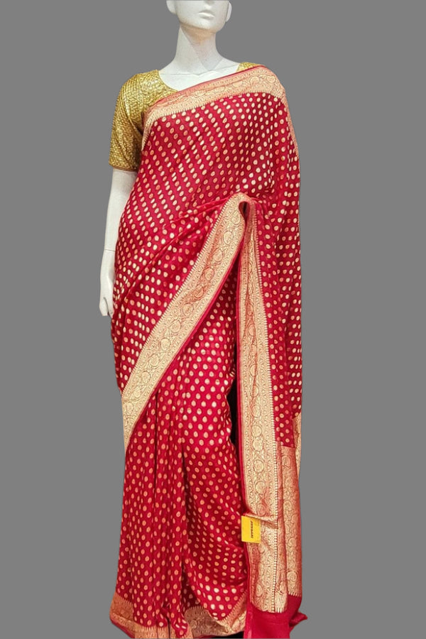 Buy Bridal Khaddi Saree in Georgette- Red Colour