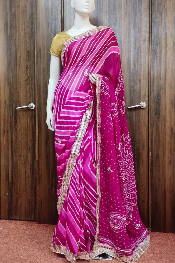 Georgette Leheriya Saree For Diwali Look