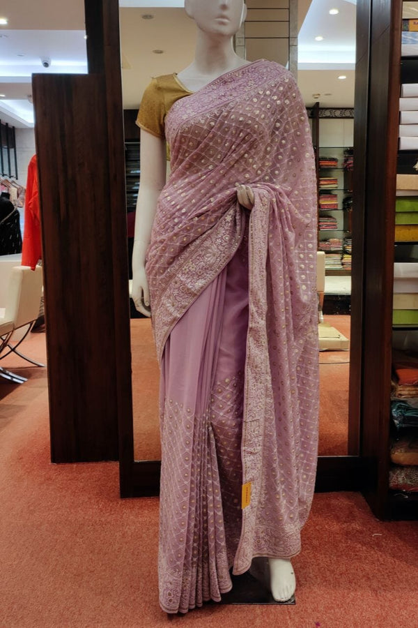 Georgette Saree With Thread Work