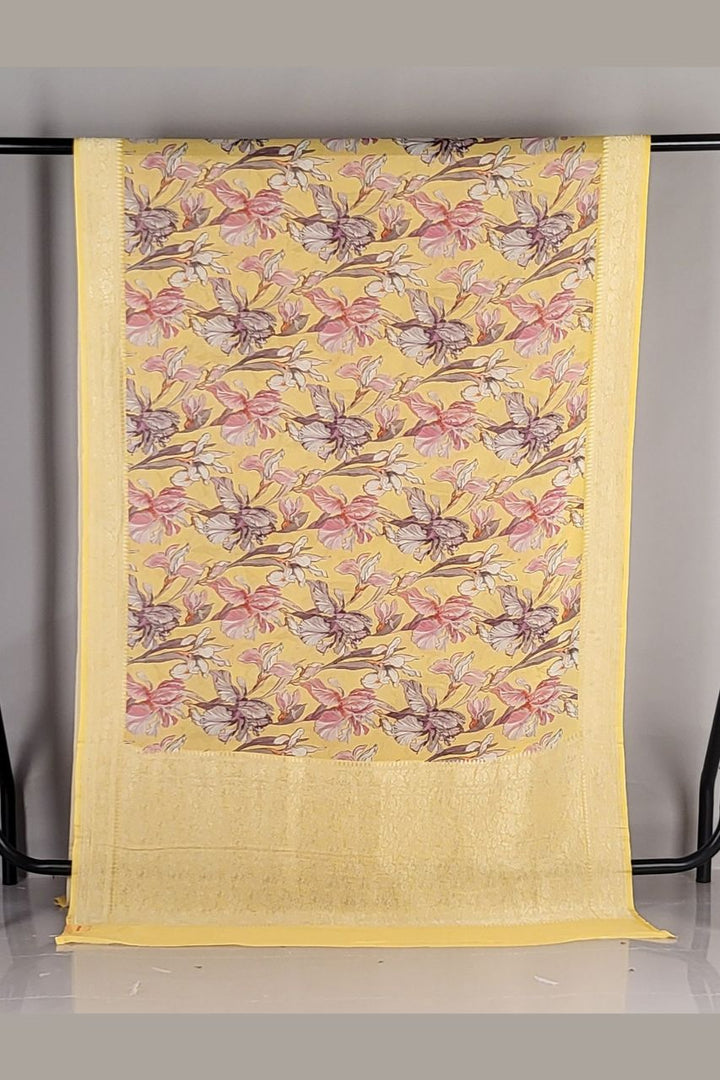 Printed Georgette Saree with Resham Border