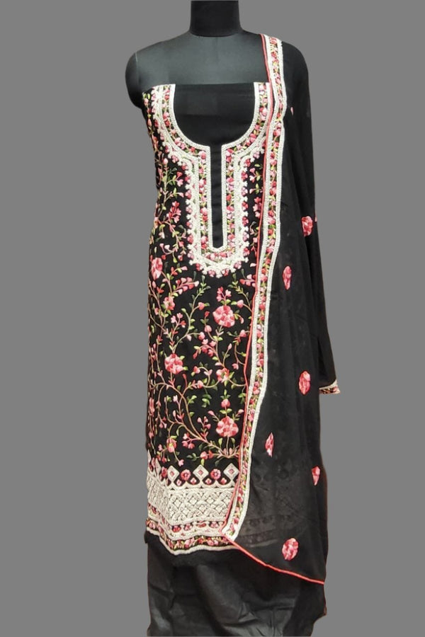 Georgette Suit Piece With Thread Embroidery
