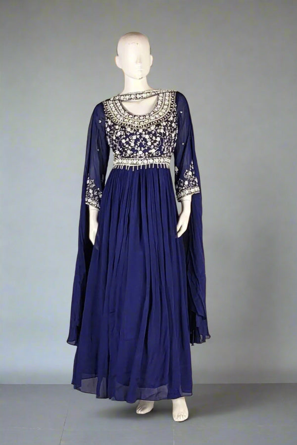 Georgette Gown in Navy Blue Color