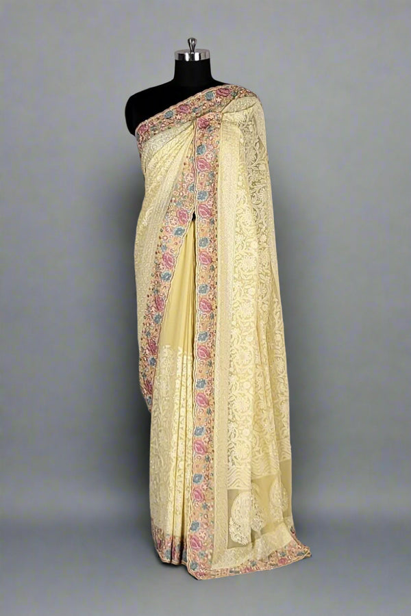 Georgette Saree with Embroidered Border- Diwali Look