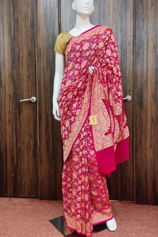 Gharchola Saree In Rani Color For Diwali