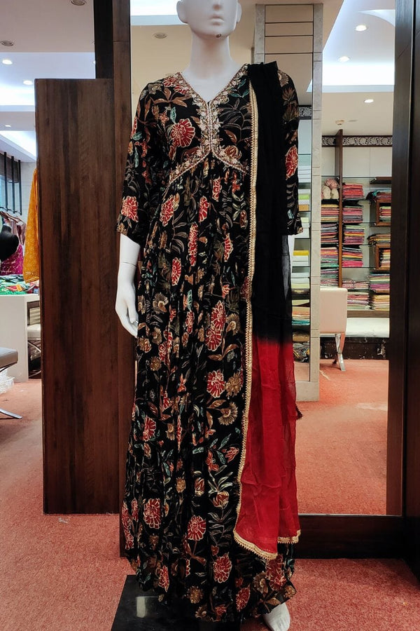 Gown In Black With Alia Cut Design
