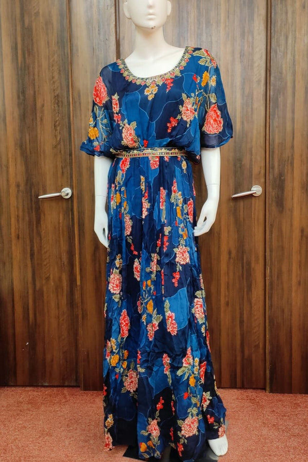Gown In Kaftan Style For Diwali Look In Blue