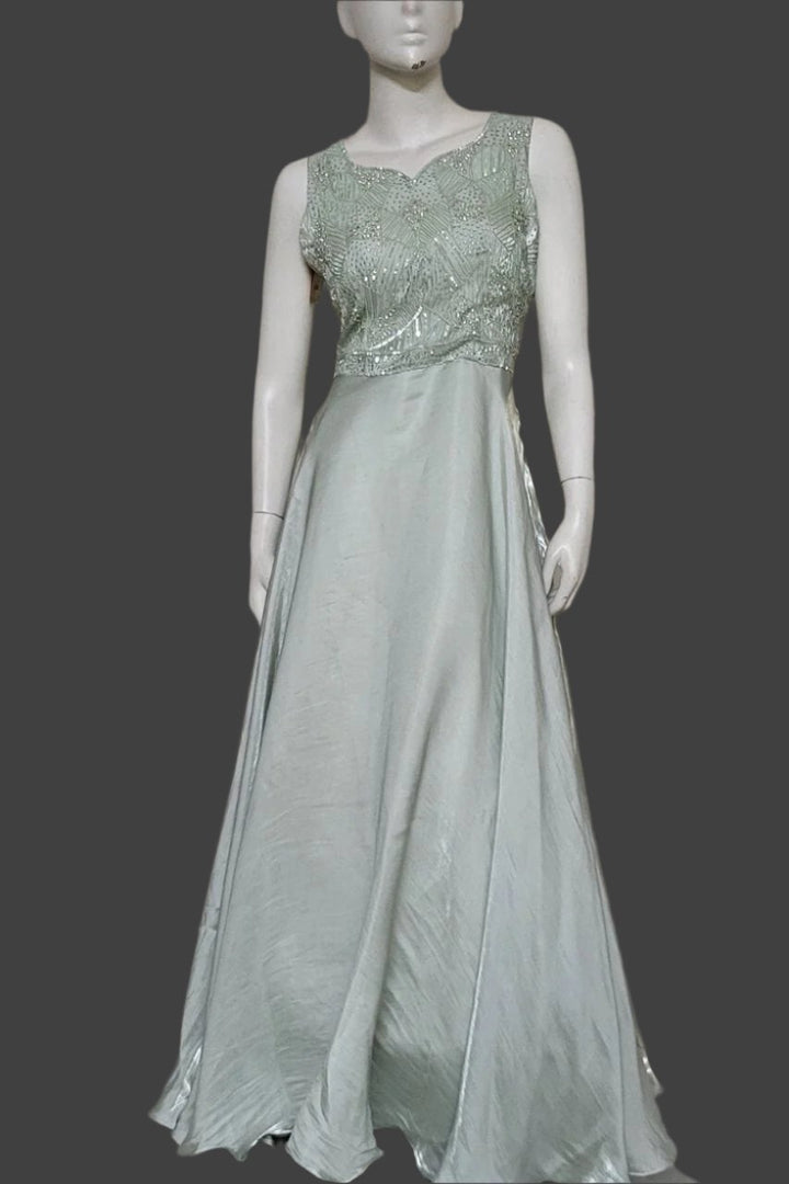Plain Grown In Silk with Beautiful Yoke
