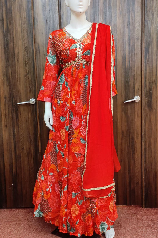 Gown In Orange For Diwali Festive