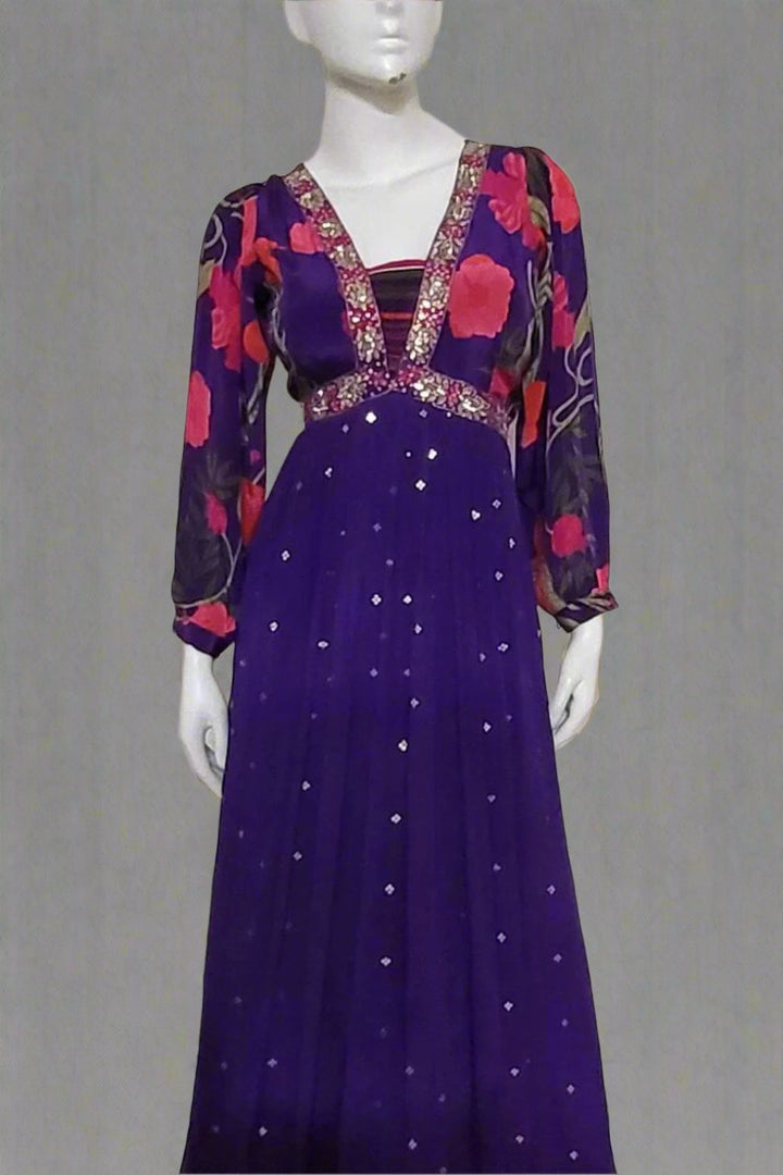 Naira Cut Gown In Royal Blue Colour