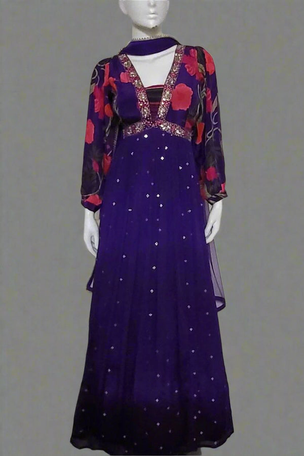 Naira Cut Gown In Royal Blue Colour