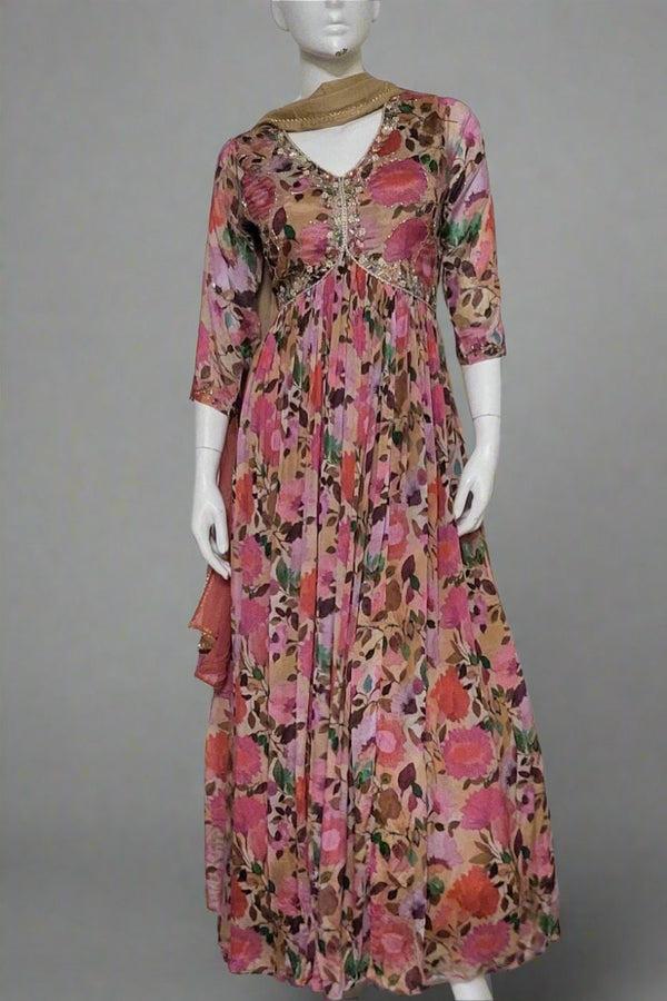 Alia Cut Gown WIth Stunning Floral Print
