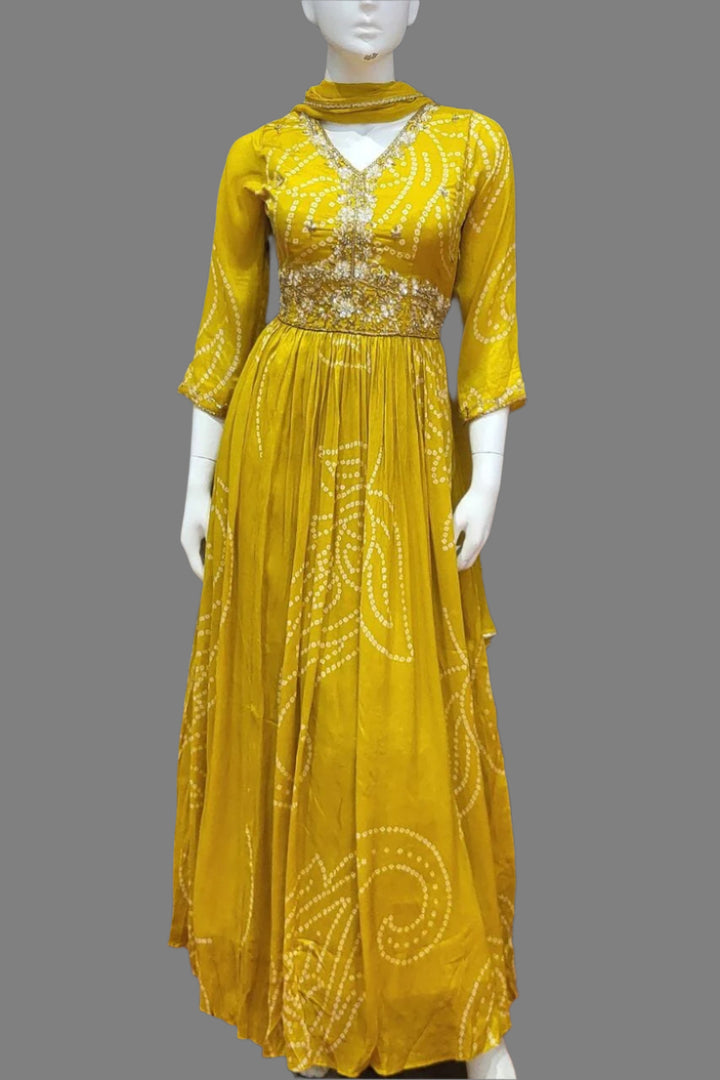 Suit Style V Neck Gown with Dupatta
