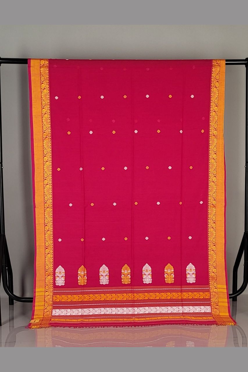 Bengal Cotton Handloom Saree In Pink Colour