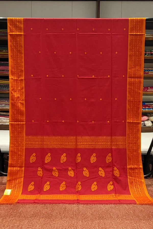 Soft Cotton Handloom Saree With Golden Zari Border