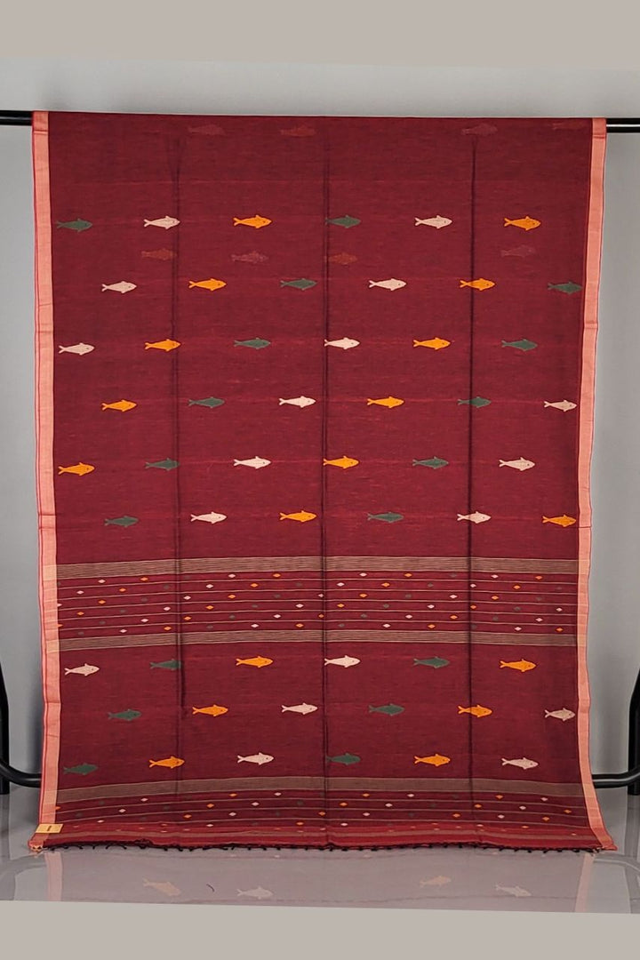 Bengal Cotton Handloom Saree in Maroon Colour
