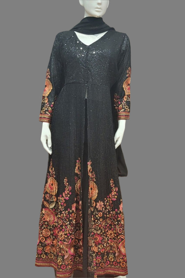 Heavy Black Gown with Sequin Work