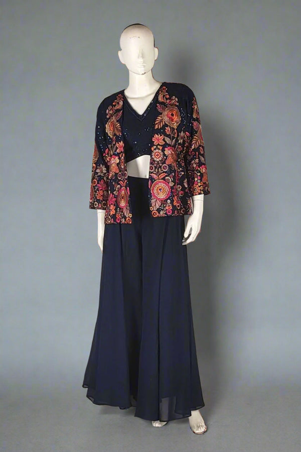 Indo-western Designer Outfit with Sharara and Jacket
