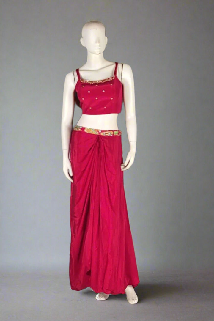 Indo Western Silk Dhoti Skirt With Top