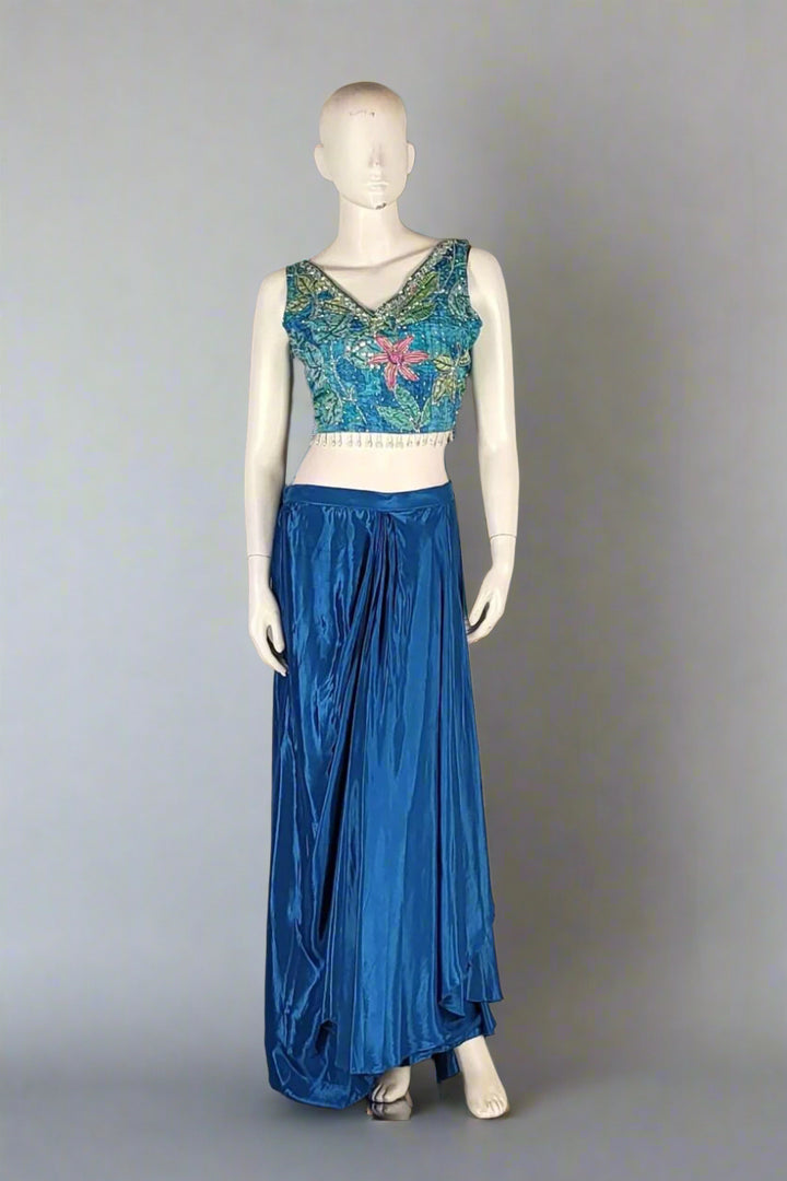 Indo Western Silk Dhoti Skirt and Cape