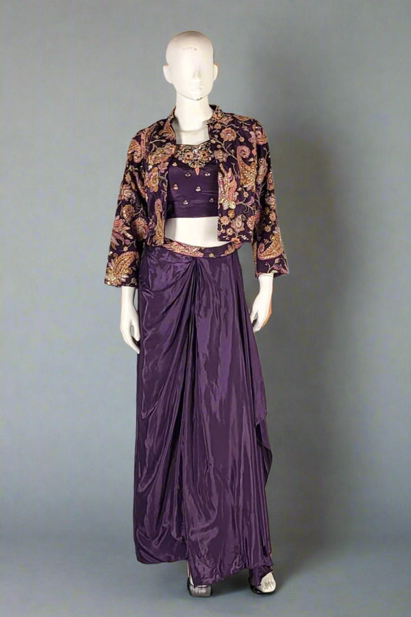 Indo Western Silk Dhoti Skirt and Shrug