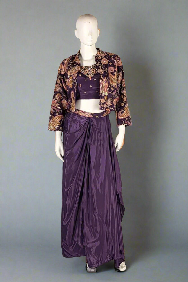 Indo Western Silk Dhoti Skirt and Shrug