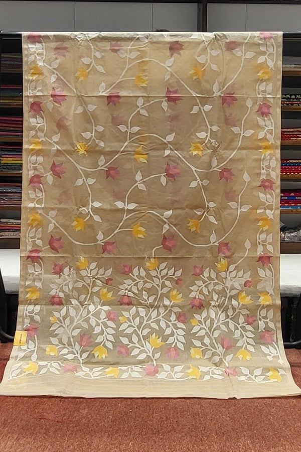Bengal Jamdani Cotton Saree With Jaal Work