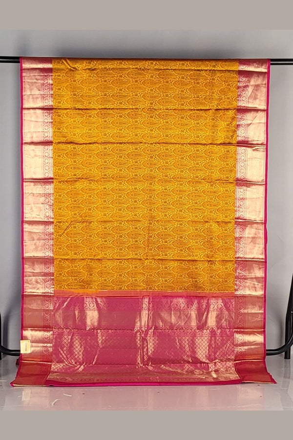 Kanjivaram Silk Saree in Yellow for Haldi Ceremony