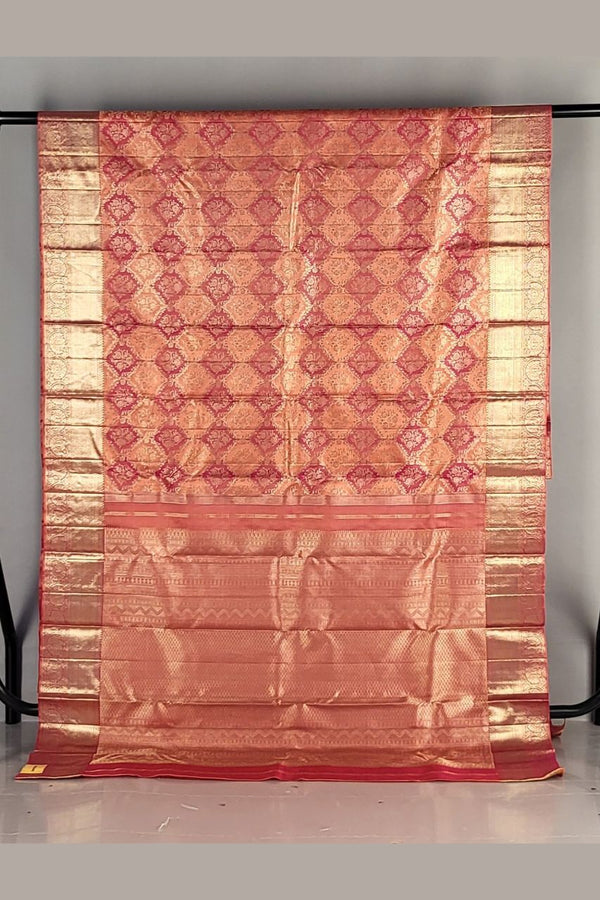 Bridal Kanjivaram Silk Saree in Peach Colour