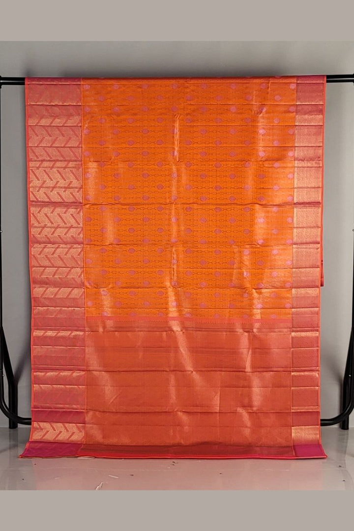 Wedding Kanjivaram Silk Saree in Orange Colour