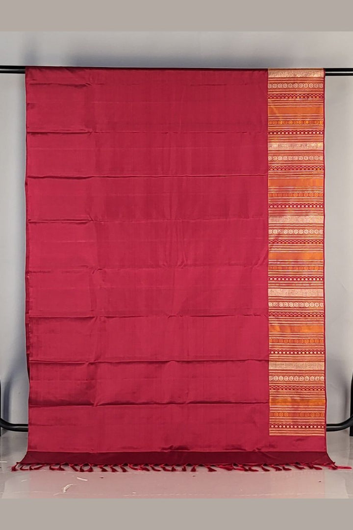 Plain Kanjivaram Silk Saree with Broad Border- Wedding