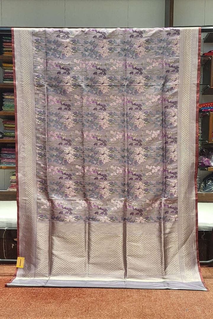 Tissue Pashmina Saree in Lavender Colour