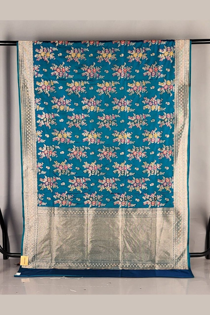 Minakari Katan Silk Saree for Wedding- Blue Colour