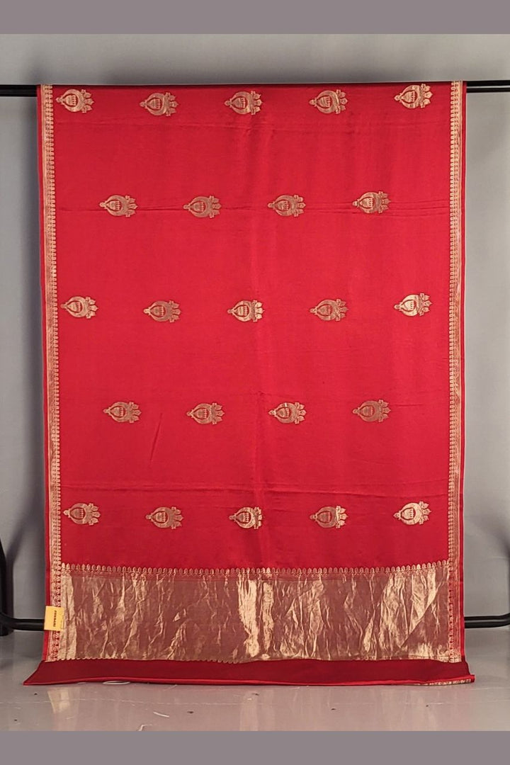 Bridal Katan Silk Saree In Red Colour- Zari Booti