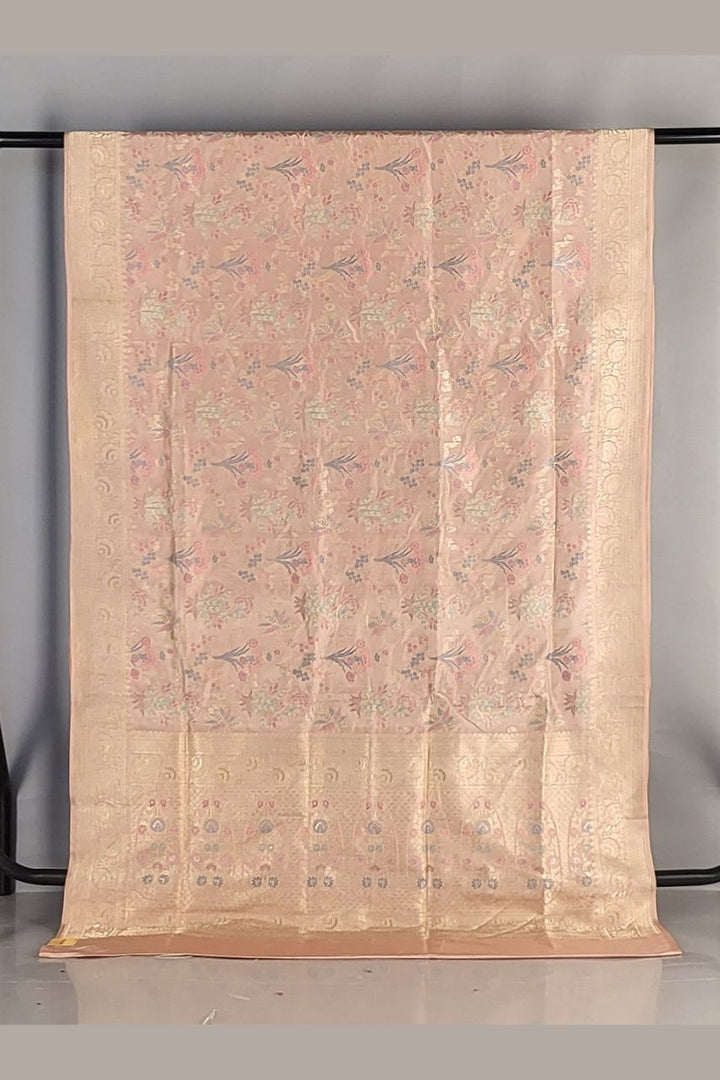 Katan Silk Saree for Brides Mother- Peach Colour