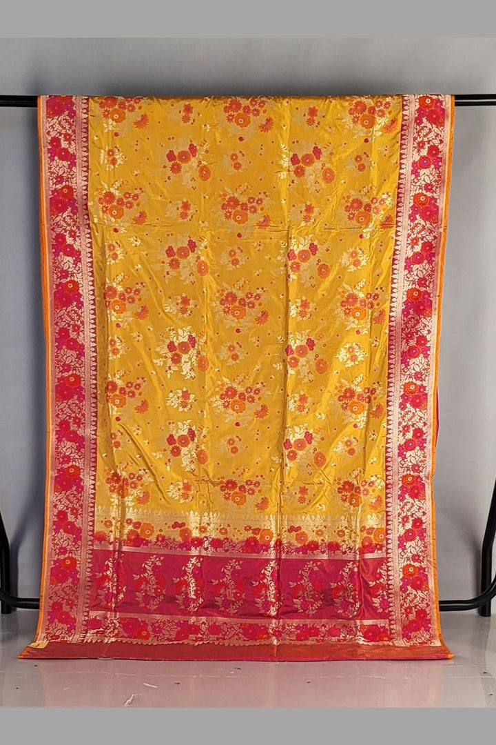 Katan Silk Saree for Haldi Ceremony- Yellow Colour
