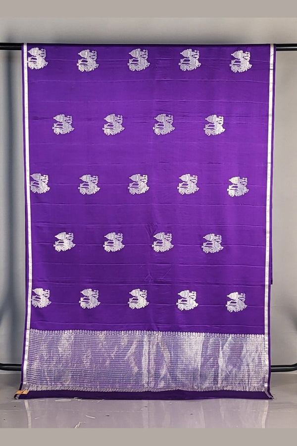Purple Katan Silk Saree with Thin Border