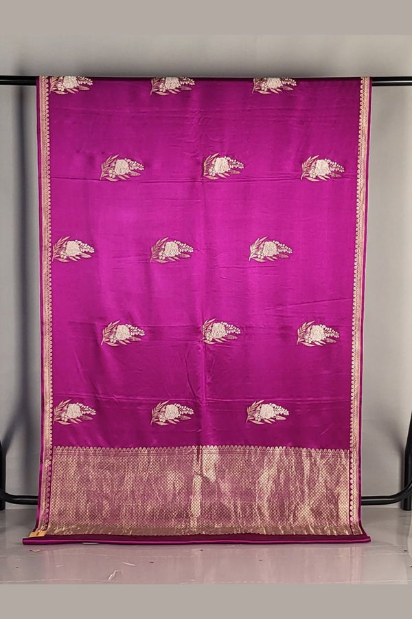 Bridal Katan Silk Saree with Thin Border- Pink Color