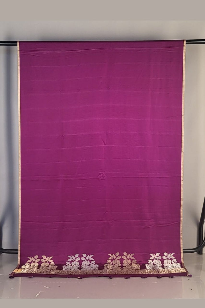 Katan Silk Plain Saree with Thin Border